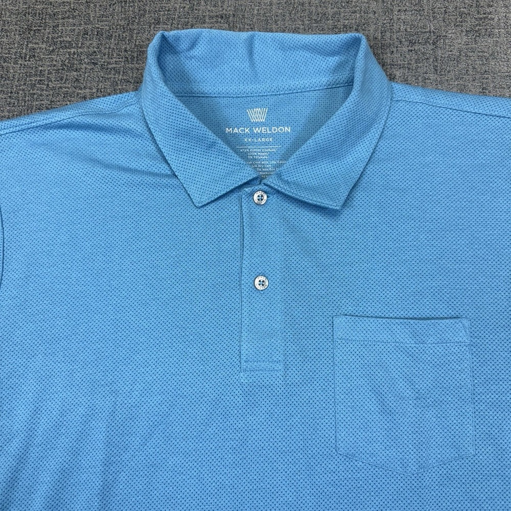 Mack Weldon‎ Polo Shirt Mens XXL Blue Breathable Performance Short Sleeve